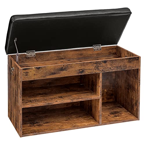 Shoe Storage Bench with Padded Cushion and Hidden Compartment for Entryway and Living Room
