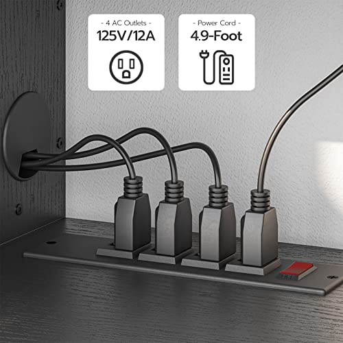 Modern Rustic Brown & Black Floating TV Stand with Power Outlet for 55" TVs