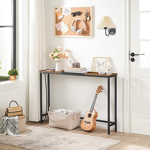 Slim Console Table with Power Outlets for Living Room or Entryway