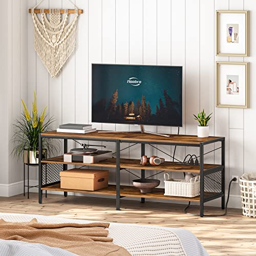 TV Stand with Power Outlets for TVs up to 65 - Industrial Entertainment Center for Living Room, Bedroom
