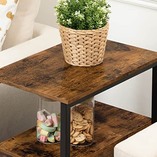 Rustic Brown & Black Wood Look End Table with Drawer & Shelf - Nexora Streamworks