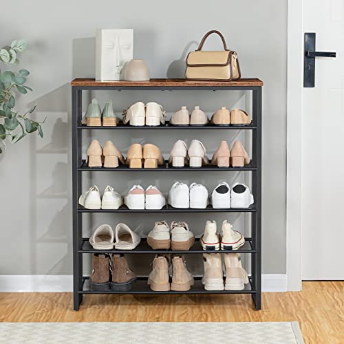6-Tier Shoe Rack for 18-24 Pairs, Large Capacity Shoe Organizer for Entryway, Closet, Hallway, Dorm Room (Industrial, Rustic Brown)