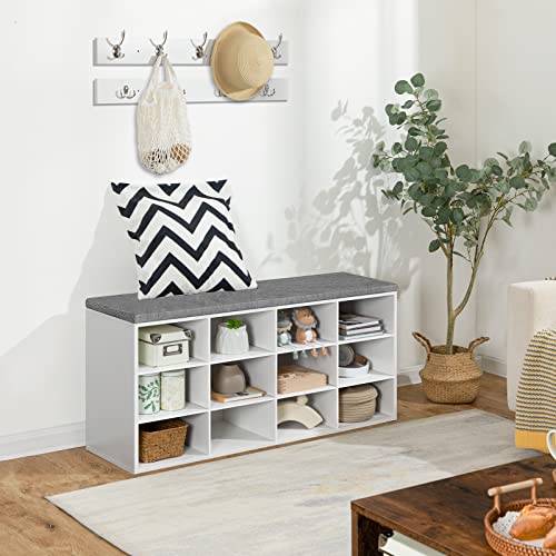 Shoe Storage Bench with Cushion and Coat Rack for Entryway and Bedroom