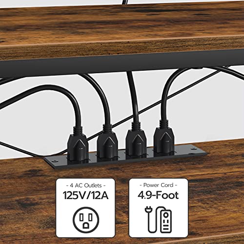 TV Stand with Power Outlets for TVs up to 65 - Industrial Entertainment Center for Living Room, Bedroom