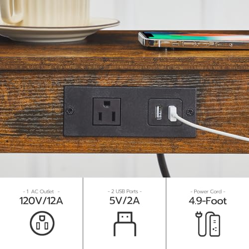 2-Piece End Table Set with USB Ports for Living Room and Bedroom