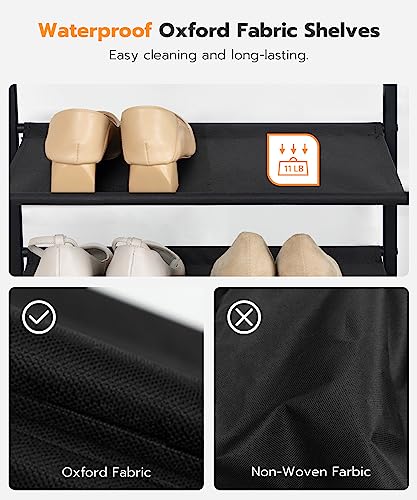 4 Tier Shoe Rack Organizer for Entryway and Closet, Industrial Rustic Brown - Holds 12-16 Pairs