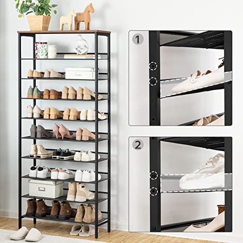 10-Tier Shoe Rack Organizer for 27-36 Pairs of Shoes