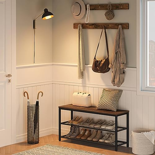 Entryway Hall Tree Coat Rack and Shoe Bench Set for Foyer or Front Door