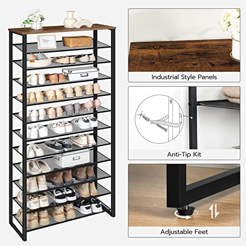 Nexora Streamworks 12-Tier Shoe Rack - Holds 40 Pairs - Rustic Brown/Black