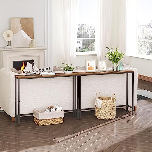 Rustic Brown & Black Console Table for Living Room or Entryway by Nexora Streamworks