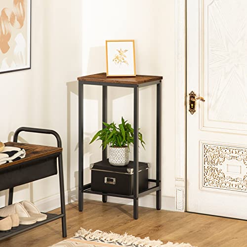 Industrial Tall Side Table with Adjustable Shelves for Office and Living Room