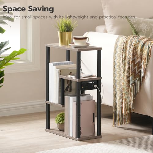 Compact End Table with Charging Station and USB Ports for Small Spaces