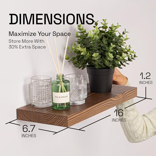 Wood Floating Shelves for Bathroom and Kitchen - Set of 2