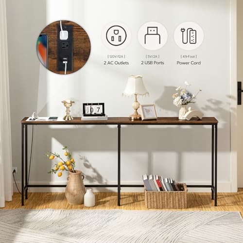 70.9 Console Table with Power Outlets and USB Ports for Living Room