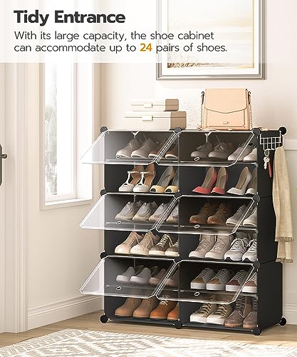 Shoe Organizer with Doors for 24 Pairs of Shoes: Ideal for Closet, Bedroom, Entryway, Hallway