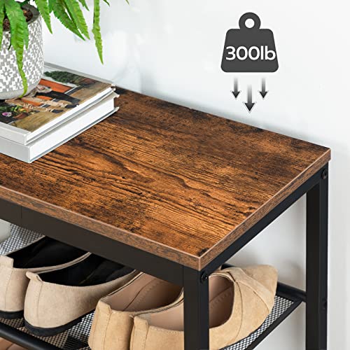3-Tier Industrial Shoe Organizer Bench for Entryway and Living Room
