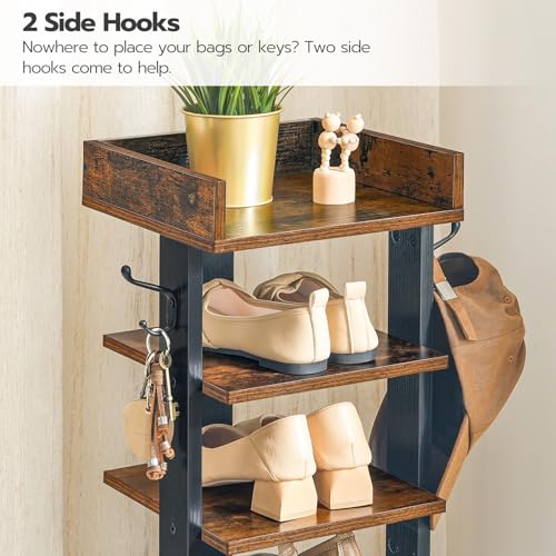 Narrow 7 Tier Wooden Shoe Rack for Front Door Entryway