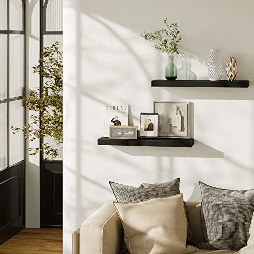 Black Wall-Mounted Floating Shelf Set for Bathroom, Kitchen, and Bedroom