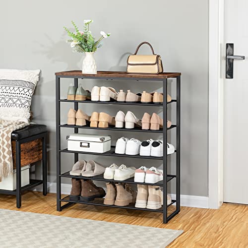 6-Tier Shoe Rack for 18-24 Pairs, Large Capacity Shoe Organizer for Entryway, Closet, Hallway, Dorm Room (Industrial, Rustic Brown)